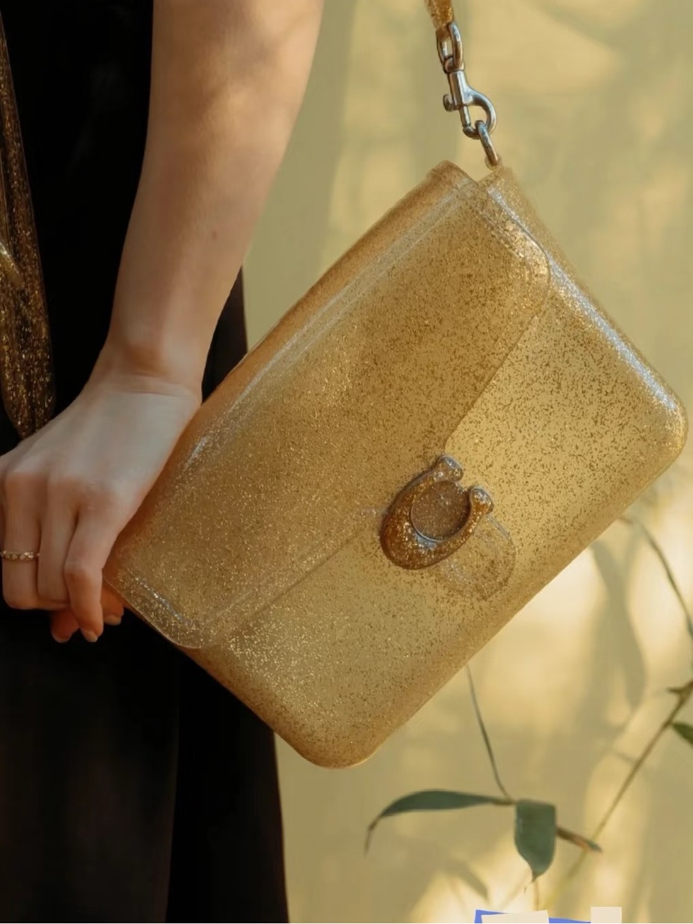 New 100% Authentic Coach Jelly Tabby Glittery Gold From the Runway Made In Italy